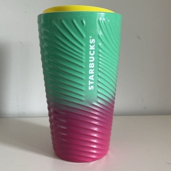 Starbucks Petunia Wave Ceramic Slider Top Tumbler (12oz) - Picture 1 of 8